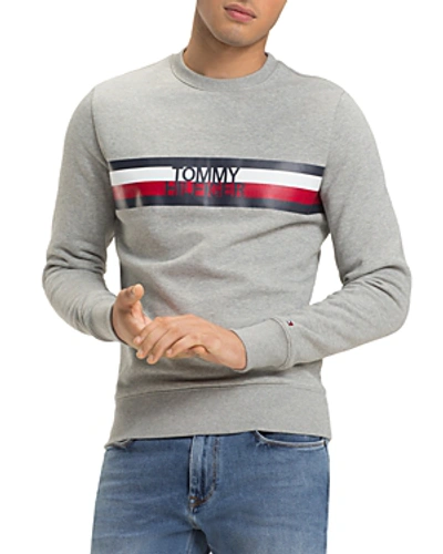 Shop Tommy Hilfiger Logo-print Sweatshirt In Cloud Heather