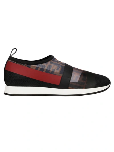 Shop Fendi Colibri Slip-on Sneakers In Black/tobacco
