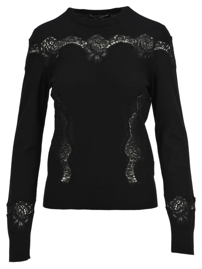 Shop Dolce & Gabbana Lace Sweater In Black