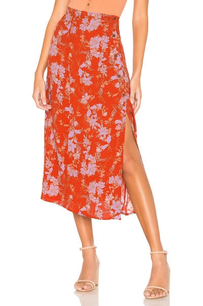 Shop Free People Retro Love Midi Skirt In Burnt Orange