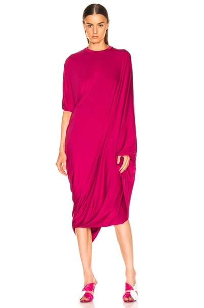 Shop Vetements Asymmetric Evening Dress In Fuchsia
