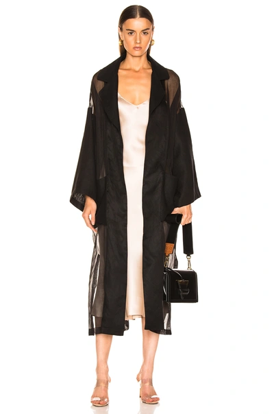 Shop Loewe Organdy Oversize Belted Coat In Black