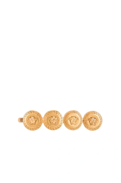 Shop Versace Logo Hair Clip In Gold