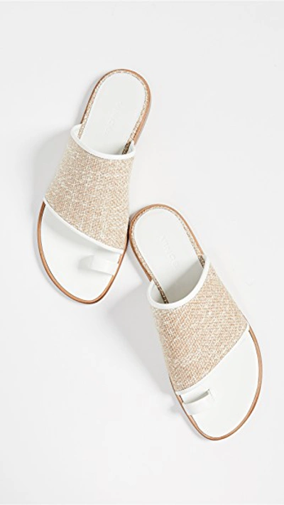 Shop Vince Edan Toe Ring Slides In White/natural