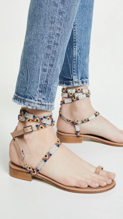 Shop Leandra Medine Beaded Sandals In Multicolor