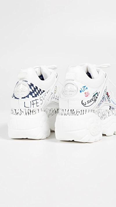 Shop Buffalo Classic Kicks Sneakers In Graffiti White