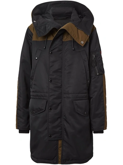 Shop Burberry Coloublock Padded Parka In Black