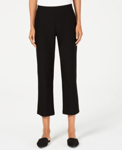 Shop Eileen Fisher Flared Washable Crepe Cropped Pull-on Pants, Regular & Petite In Black