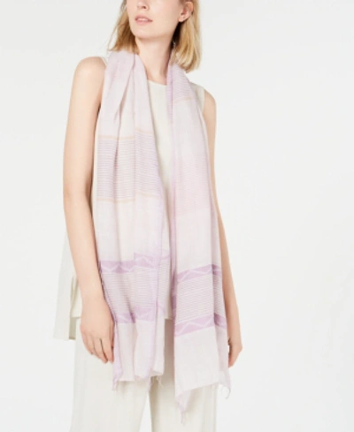 Shop Eileen Fisher Striped Fringe-trim Scarf In Mallow