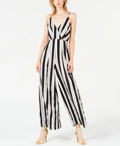 Shop Avec Les Filles Sleeveless Striped Jumpsuit In Black/ivory