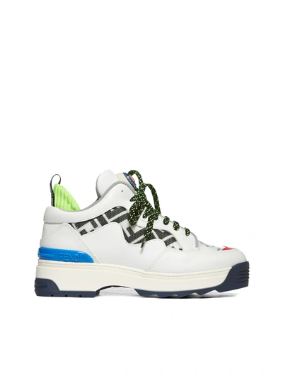 Shop Fendi Sneakers In Bianco Nero Giallo Fluo
