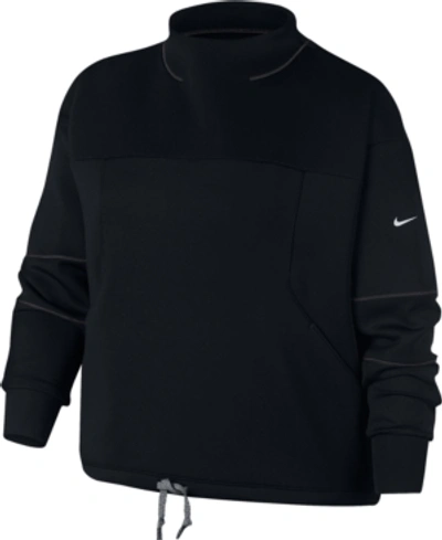 Shop Nike Plus Size Dri-fit Fleece Training Top In Black