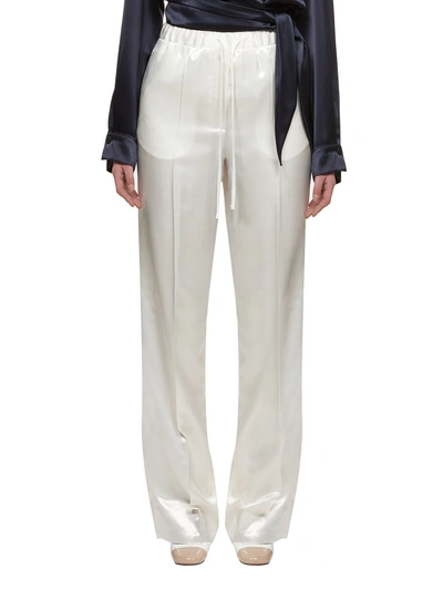 Shop Jil Sander High-waist Drawstring Trousers In Bianco Perla