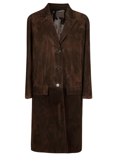 Shop Prada Single Breasted Coat In Brown