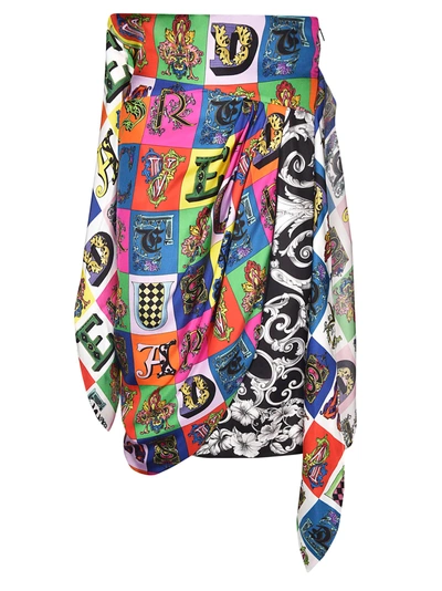 Shop Versace Printed Wrap Skirt