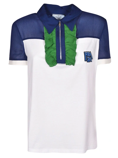 Shop Prada Ruffle Detail Polo Shirt
