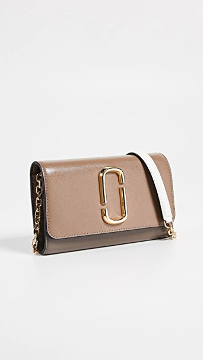 Shop Marc Jacobs Snapshot Wallet On Chain In French Grey Multi