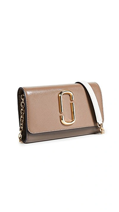 Shop Marc Jacobs Snapshot Wallet On Chain In French Grey Multi
