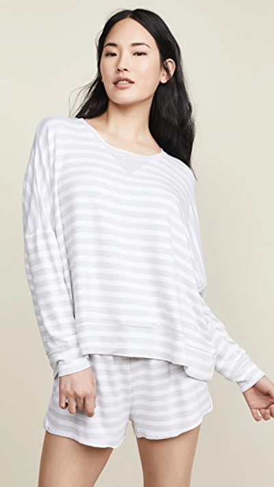Shop Honeydew Intimates Starlight Sweatshirt In Heather Grey Stripe
