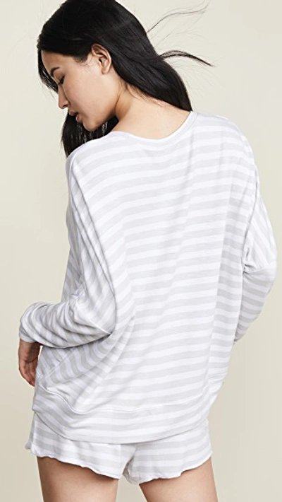 Shop Honeydew Intimates Starlight Sweatshirt In Heather Grey Stripe