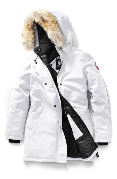 Shop Canada Goose Victoria Down Parka With Genuine Coyote Fur Trim In Northstar White