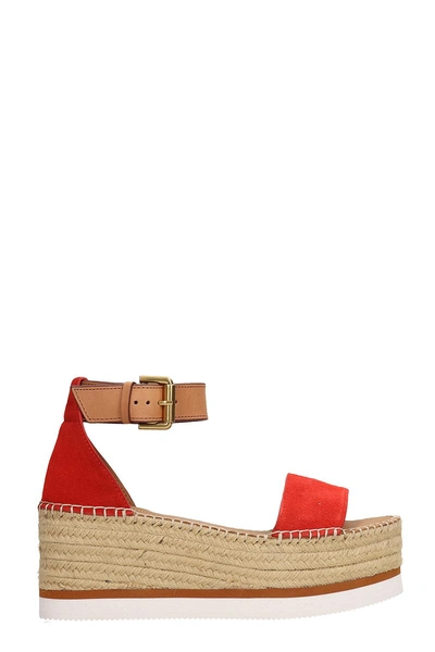 Shop See By Chloé Glyn Wedge Sandals In Red