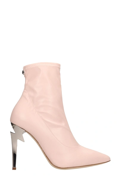 Shop Giuseppe Zanotti G-heel Pink Leather Ankle Boots In Rose-pink