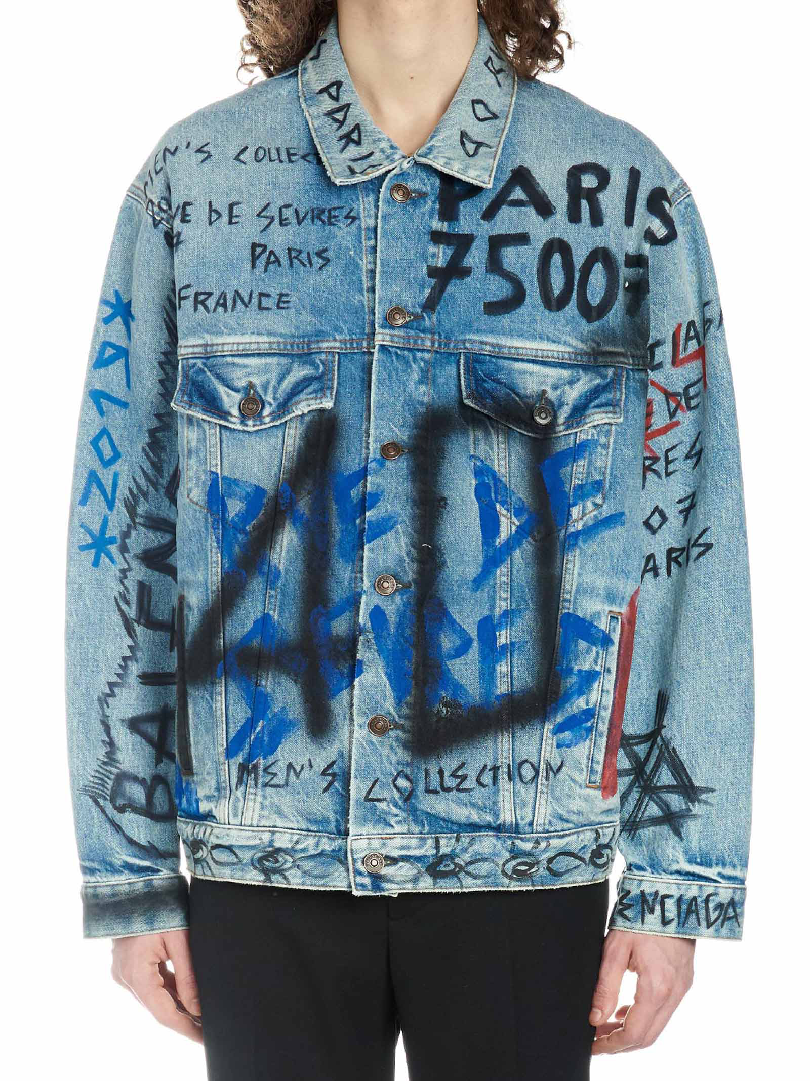 balenciaga denim jacket graffiti