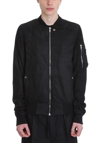 Shop Rick Owens Raglan Black Leather Jacket