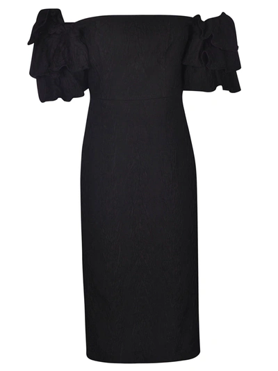 Shop Alexa Chung Off-shoulder Dress In Black