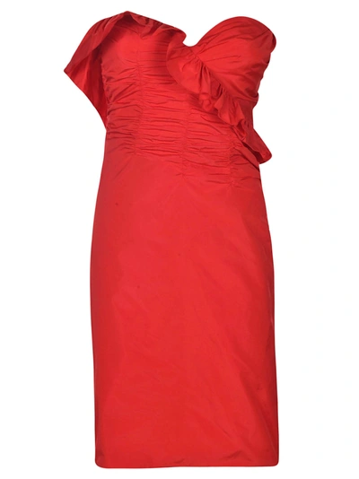 Shop Alexa Chung Ruffled Dress In Red