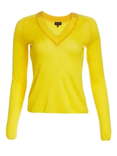 Shop Rag & Bone Pamela Merino Wool Knit V-neck Sweater In Yellow