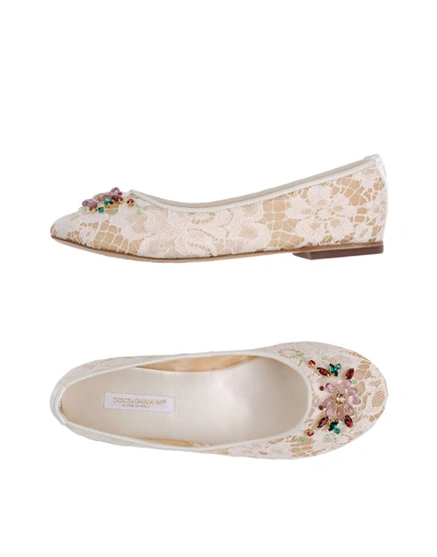 Shop Dolce & Gabbana Ballet Flats In White