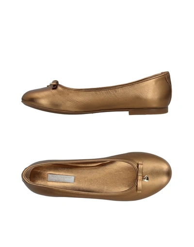 Shop Dolce & Gabbana Ballet Flats In Bronze
