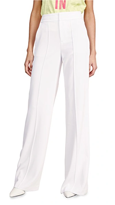 Alice And Olivia Dylan High Waist Wide Leg Pants In Ecru Vegan Leather In White