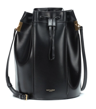 Shop Saint Laurent Talitha Leather Bucket Bag In Black