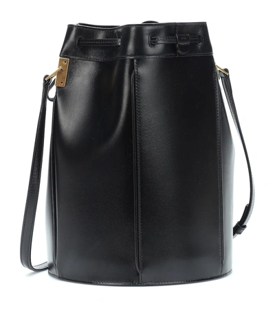 Shop Saint Laurent Talitha Leather Bucket Bag In Black
