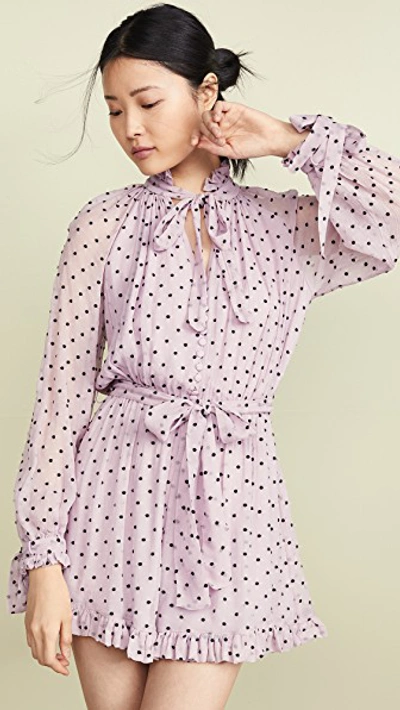 Shop Zimmermann Ninety-six Neck Tie Romper In Lilac Dot