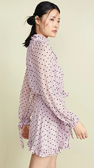 Shop Zimmermann Ninety-six Neck Tie Romper In Lilac Dot