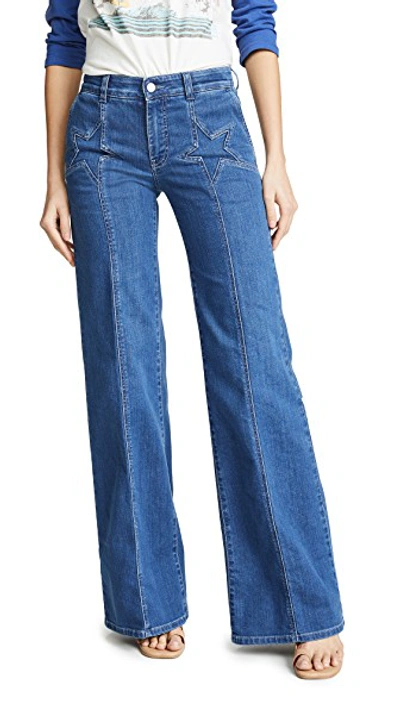 Shop Stella Mccartney Wide Leg Jeans In Mid Blue