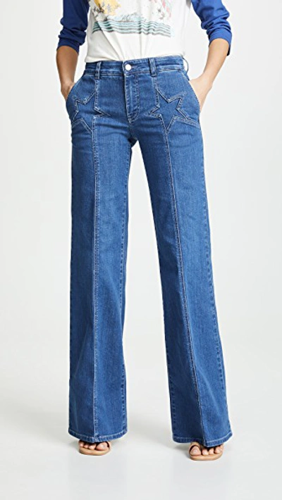 Shop Stella Mccartney Wide Leg Jeans In Mid Blue