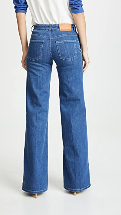 Shop Stella Mccartney Wide Leg Jeans In Mid Blue