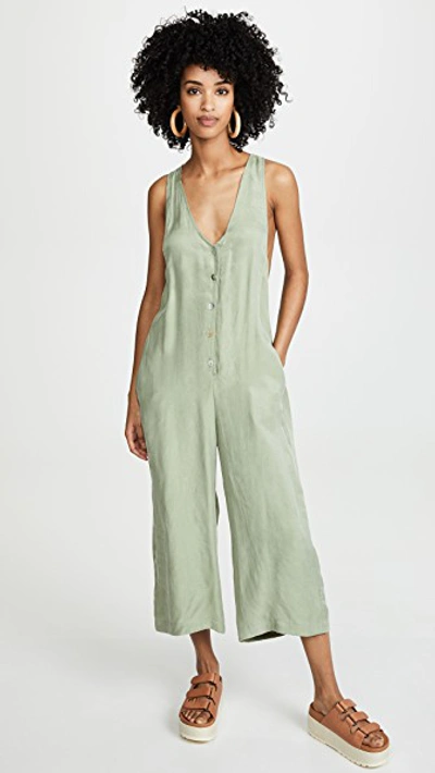 Shop Minkpink Racer Back Jumpsuit In Sage