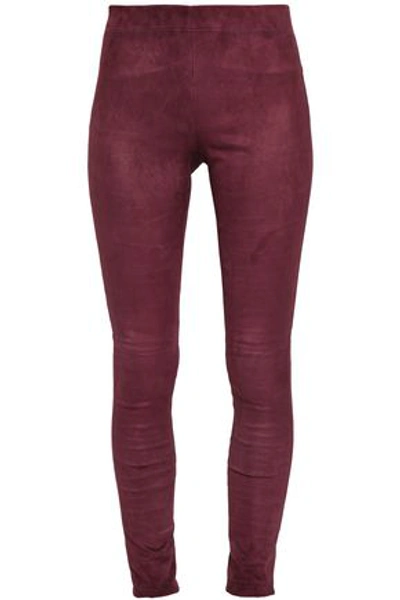 Shop Joseph Woman Stretch-suede Leggings Claret