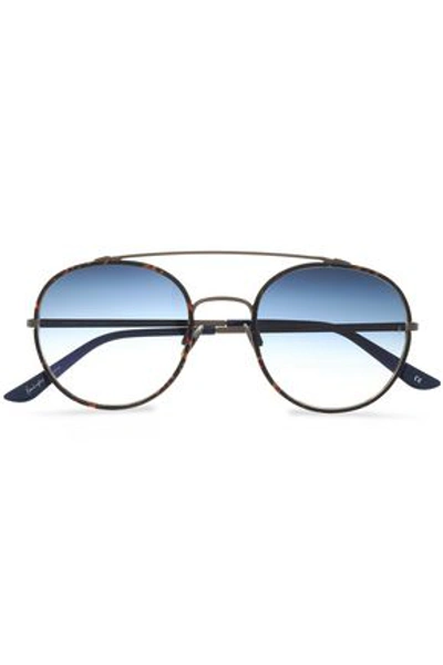 Shop Sunday Somewhere Woman Aviator-style Gold-tone Acetate Sunglasses Azure