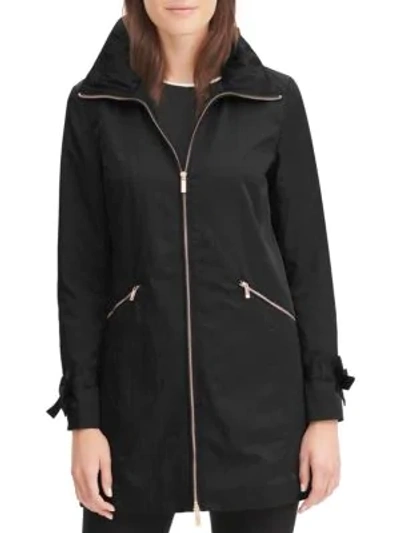Shop Karl Lagerfeld Packable A-line Rain Jacket In Black