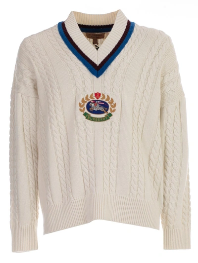 Shop Burberry Crest Embroidered Cricket Sweater In Multi