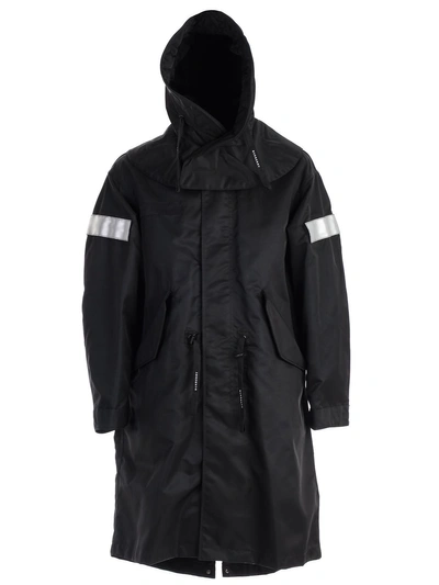 Shop Burberry Detachable Hood Reflective Parka In Black