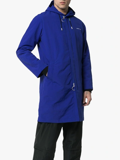 Shop Off-white Logo Windbreaker Jacket In Blue