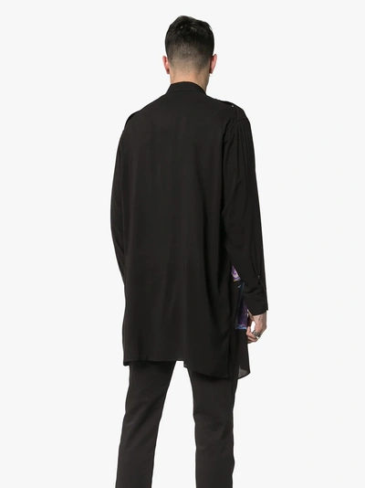 Shop Yohji Yamamoto Printed Long Shirt In Black